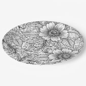 Schickes monochromes Blumenluxus-Muster (3) Pappteller (Schrägansicht)
