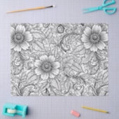 Schickes monochromes Blumenluxus-Muster (3) Seidenpapier (Basteln)