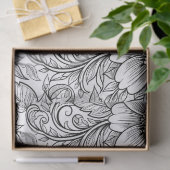 Schickes monochromes Blumenluxus-Muster (3) Seidenpapier (Geschenk)