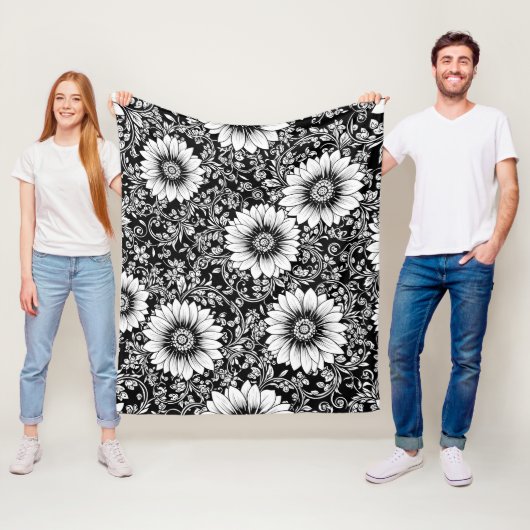 Schickes monochromes Blumenluxus-Muster (5) Fleecedecke (Beispiel)