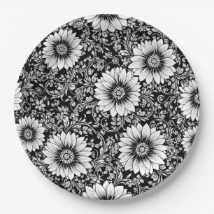 Schickes monochromes Blumenluxus-Muster (5) Pappteller