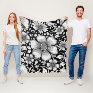 Schickes monochromes Blumenluxus-Muster (6) Fleecedecke