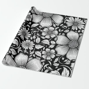Schickes monochromes Blumenluxus-Muster (6) Geschenkpapier