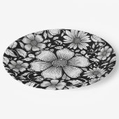 Schickes monochromes Blumenluxus-Muster (6) Pappteller (Schrägansicht)