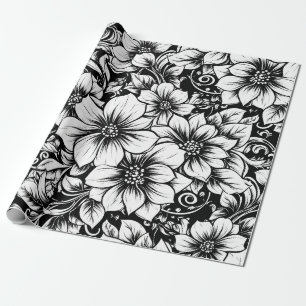 Schickes monochromes Blumenluxusmuster (1) Geschenkpapier