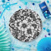 Schickes monochromes Blumenluxusmuster (1) Pappteller (Party)