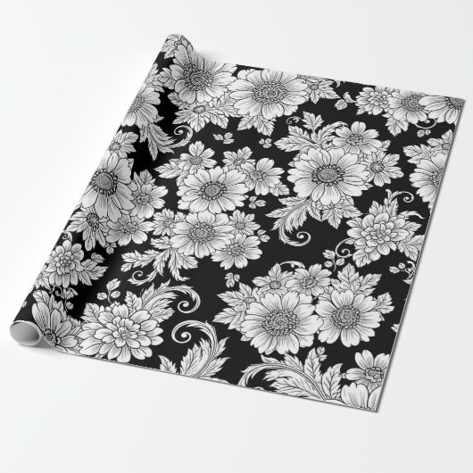 Schickes monochromes Blumenluxusmuster (2) Geschenkpapier (Ungerollt)