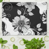 Schickes monochromes Blumenluxusmuster (4) Geschirrtuch (Gefaltet)