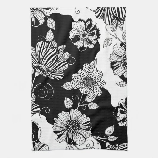 Schickes monochromes Blumenluxusmuster (4) Geschirrtuch (Vertikal)