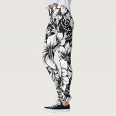Schickes monochromes Blumenmuster im Luxus-Design Leggings (Links)