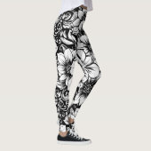 Schickes monochromes Blumenmuster im Luxus-Design Leggings (Rechts)