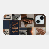 Schickes Monogramm-Foto-Collage-Case iPhone 15 Hülle (Rückseite (Horizontal))