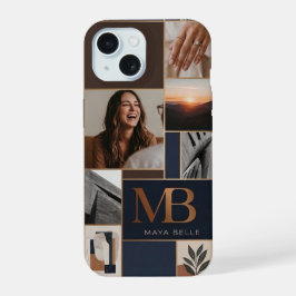 Schickes Monogramm-Foto-Collage-Case iPhone 15 Hülle