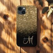 Schickes Monogramm Gold Glitter & Schwarz iPhone Hülle