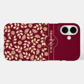 Schickes Monogramm Individueller Name Blätter Gäns Case-Mate iPhone Hülle (Rückseite (Horizontal))