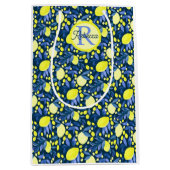 Schickes Monogramm Name Rustikal Zitrus Lemons Bla Mittlere Geschenktüte (Vorderseite)