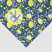 Schickes Monogramm Name Rustikal Zitrus Lemons Bla Seidenpapier (Ausschnitt)