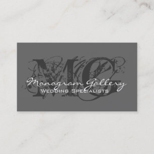 Schickes Monogramm-Visitenkarte-Schablonen-Grau Visitenkarte