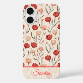 Schickes Muttertagsgeschenk Tulpe Floral Maßanfert iPhone 16 Hülle