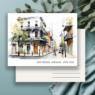 Schickes New Orleans Louisiana Aquarell Reise Postkarte