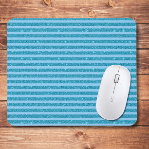 Schickes Ozeanblau Glitter Style horizontale Strei Mousepad