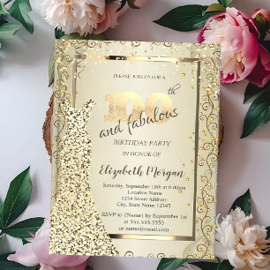 Schickes Paillettenkleid Gold 100. Geburtstag Einladung