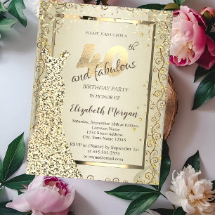 Schickes Paillettenkleid Gold 40. Geburtstag Einladung