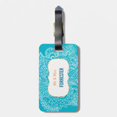 Schickes Paisley-Aqua-blauer Herr u. Frau Gepäckanhänger (Rückseite vertikal)