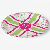 SCHICKES PAPIER PLATE_LOVELY HEISSES PINK/GREEN PAPPTELLER (Schrägansicht)