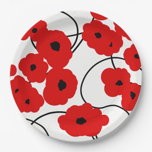 SCHICKES PAPIER PLATE_MODERN REDPOPPIES PAPPTELLER (Vorderseite)