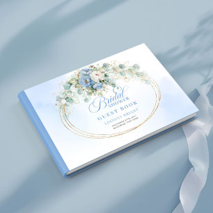 Schickes Pastellblaues Pfingstrosen Brautparty-Gäs Gästebuch