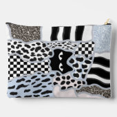 Schickes Patchwork Verdächtige Schwarze Katze Ging Zubehörtasche (Rückseite)