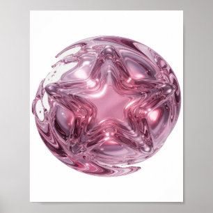 Schickes Pink STAR BALL Statement-Design Poster