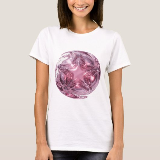 Schickes Pink STAR BALL Statement-Design T-Shirt (Vorderseite)