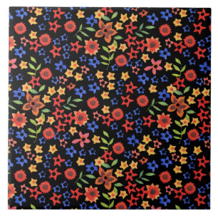Schickes Retro-Blumenmuster auf kundenspezifischer Fliese