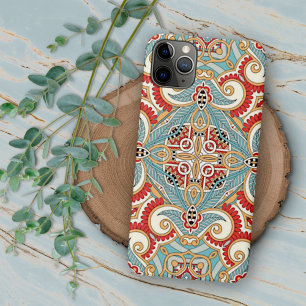 Schickes Retro-Chic-Rot-Teal-Blumenmosaik-Muster Case-Mate iPhone Hülle