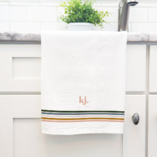 Schickes Retro-Streifen Monogramm Teetuch Geschirrtuch