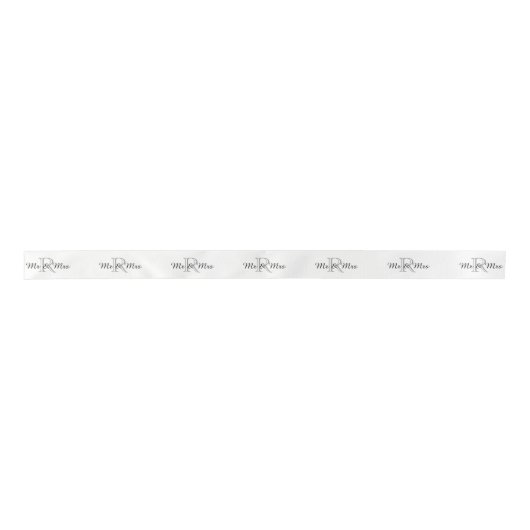 SCHICKES RIBBON_Mr u. Frau" TEXT ÜBER MONOGRAMM. Satinband (Vorderseite)