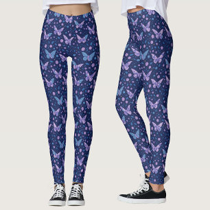 Schickes, romantisches, blau-lila Schmetterlingsmu Leggings