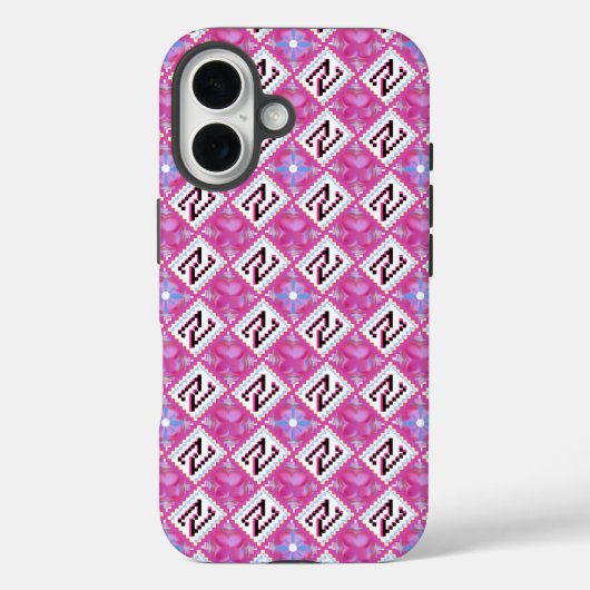 Schickes rosa geometrisches Alphabet N Initiale Case-Mate iPhone Hülle (Rückseite)