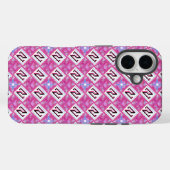 Schickes rosa geometrisches Alphabet N Initiale Case-Mate iPhone Hülle (Rückseite (Horizontal))