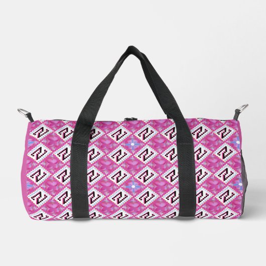 Schickes rosa geometrisches Alphabet N Initiale Duffle Bag (Vorderseite)