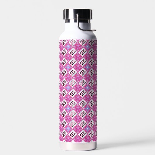 Schickes rosa geometrisches Alphabet N Initiale Trinkflasche (Links)