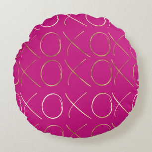 Schickes Rosa Gold Glam XOXO Rundes Kissen