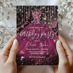 Schickes rosa Kleid schwarze Lack Glittertropfen M Einladung