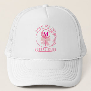 Schickes rosa Schleifen-Monogramm Golf-Frauen-Sozi Truckerkappe