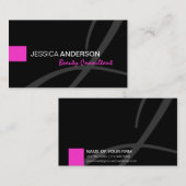 Schickes rosa und schwarzes Monogramm elegant Visitenkarte (Vorne/Hinten)