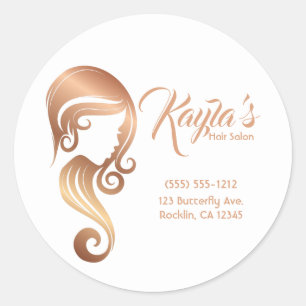 Schickes Rose Gold Schönheits Mädchen Haar- und Ma Runder Aufkleber