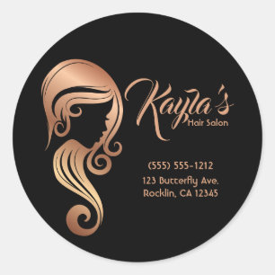 Schickes Rose Gold Schönheits Mädchen Haar- und Ma Runder Aufkleber