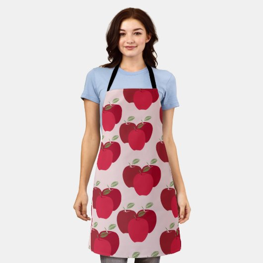 Schickes Rot-Apfel-Muster Moderne Elegante Küche Schürze (Getragen)